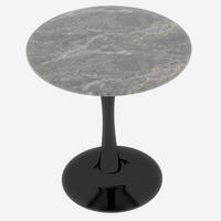 COUCHTISCH Runder Esstisch 70,1cm Schwarz Marmoroptik Mid-Century Design Für 2-4 Personen - Schwarz, Holz (70/70/72cm) - Raelunyi