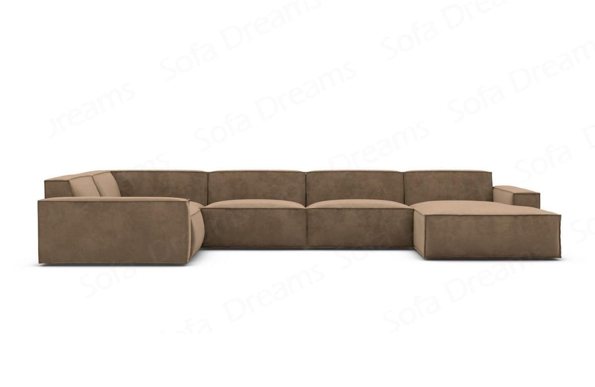WOHNLANDSCHAFT Beluga Braun Samtstoff - Braun, Kunststoff (313/73/181cm)
