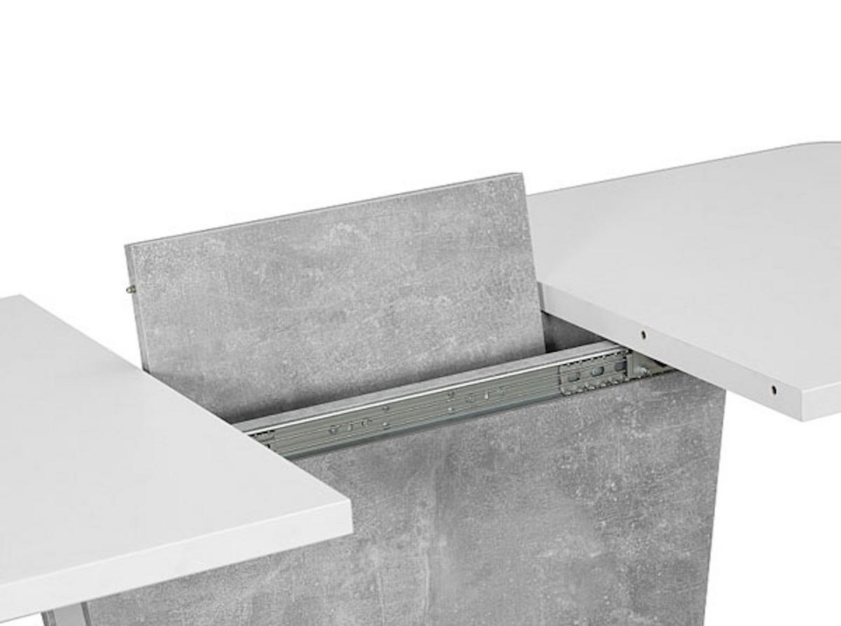 ESSTISCH Calipso weiß / beton 120 - 160 / 68 / 76cm - Weiß/Grau, Holz/Holzwerkstoff (68/110/76cm) - Feldmann-Wohnen