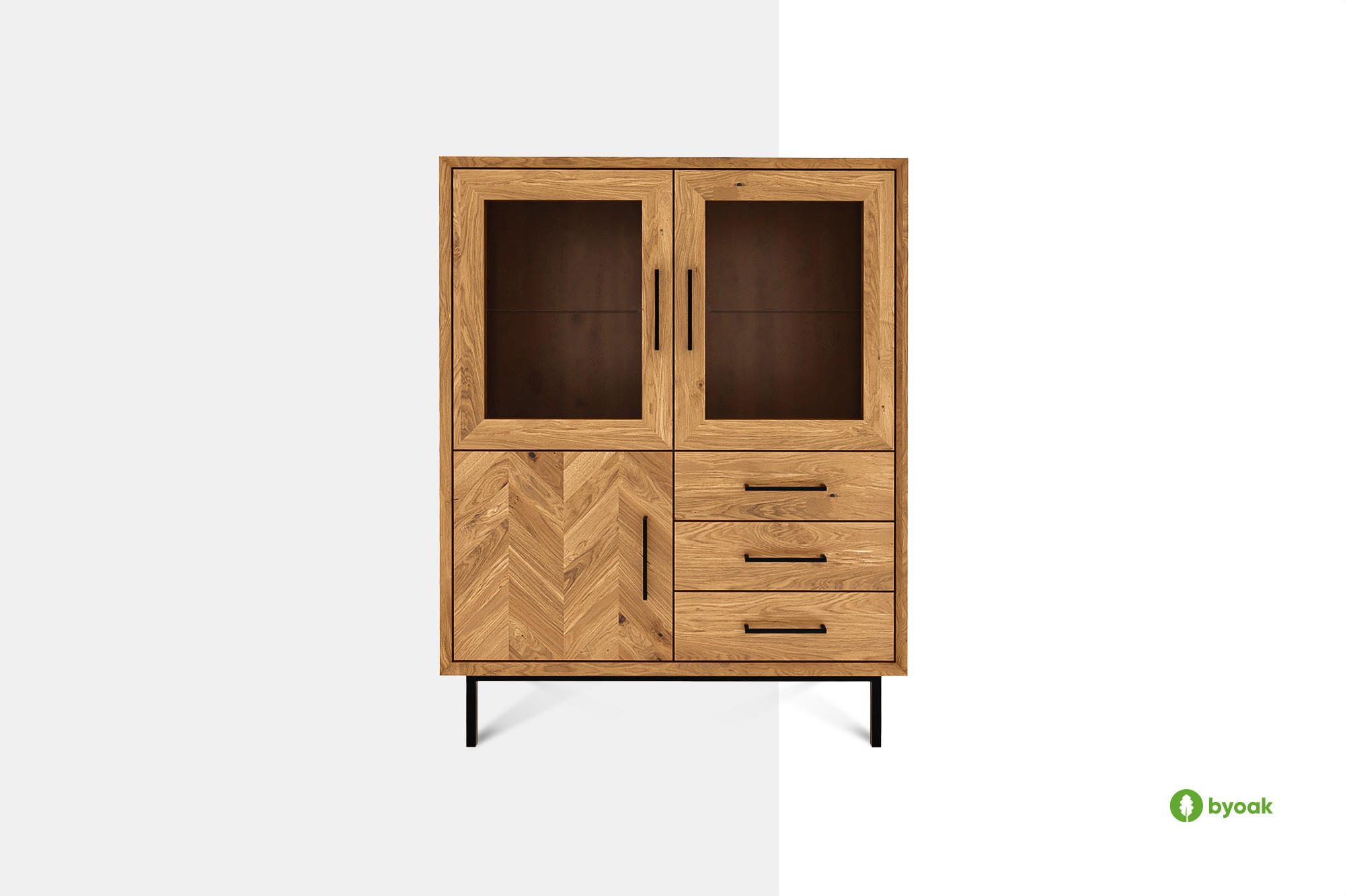 Thumbnail - byoak Sideboard, Kernbuche, Holz, Echtholz,Buche, 97x125x45 cm, Wohnzimmer, Kommoden & Sideboards, Highboards