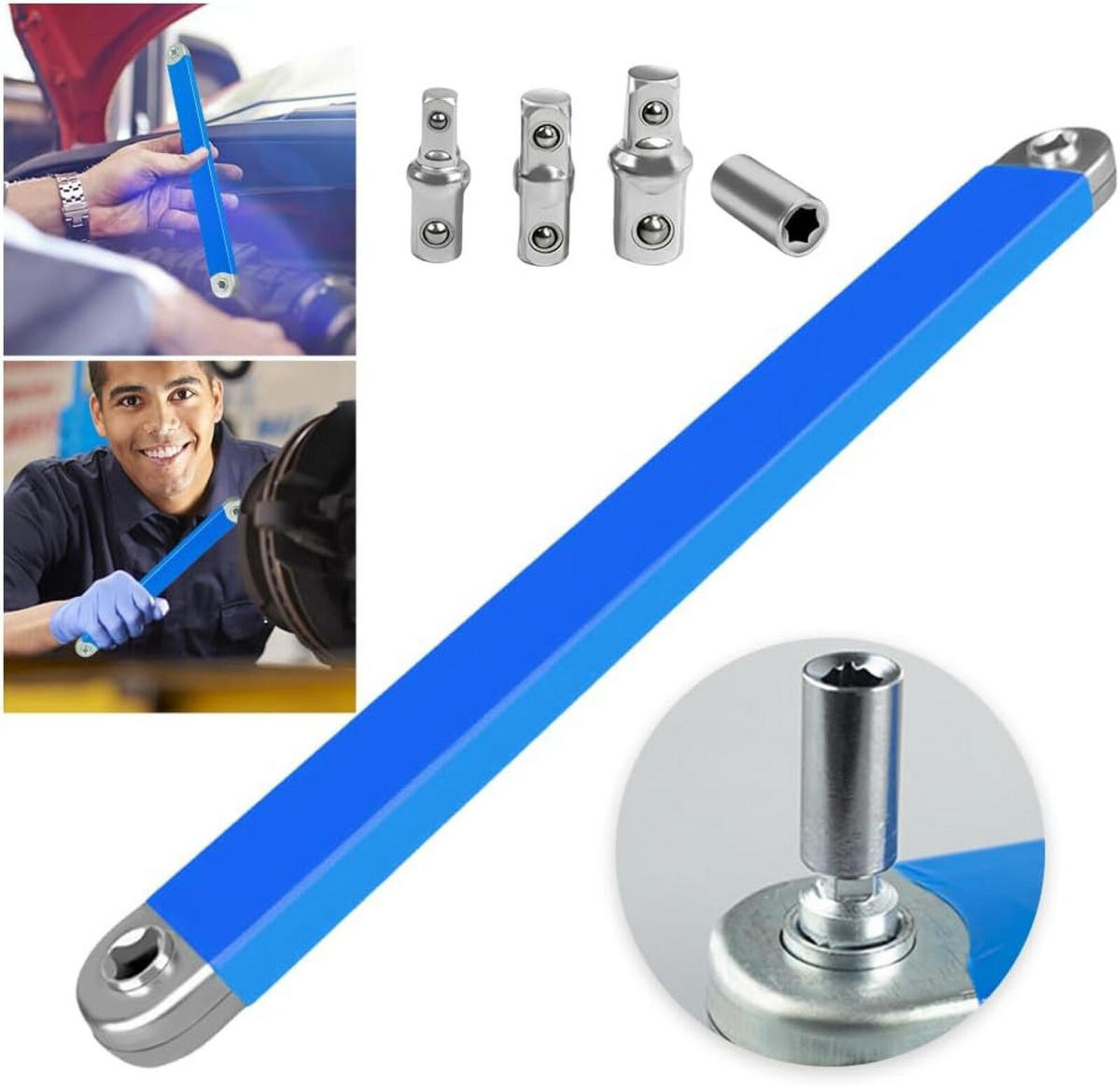 SCHRAUBENSCHLÜSSEL – für den Einsatz in beengten Bereichen und an schwer zugänglichen Befestigungselementen – blau - Blau, Metall (39/4/2cm) - DCA