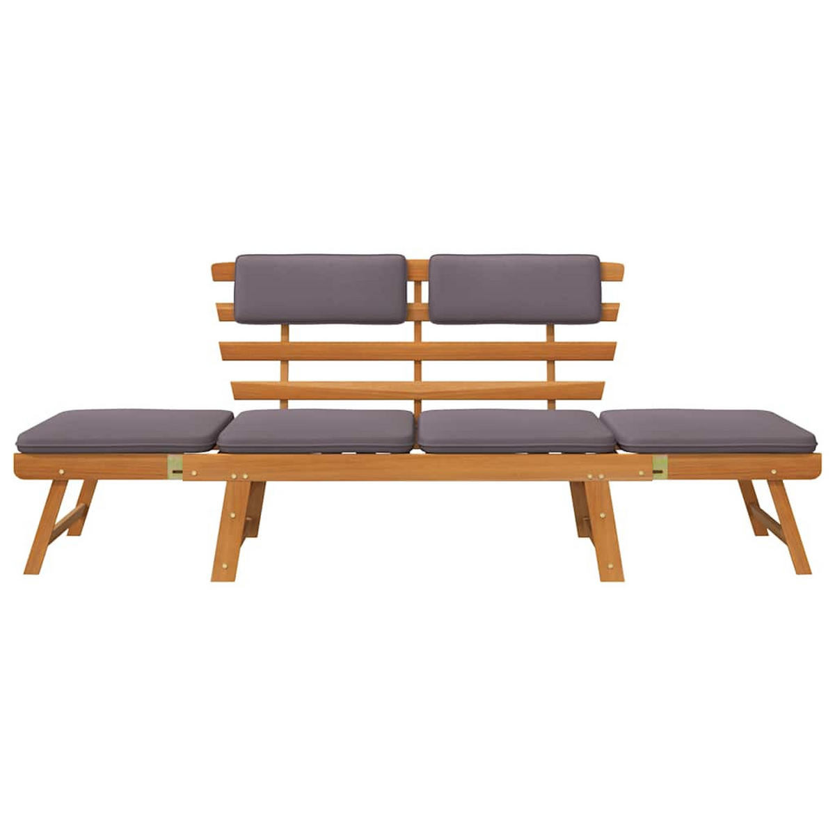 2-IN-1 Gartenliege mit Auflage 190 cm Massivholz Akazie - Braun, Holz (190/68cm)