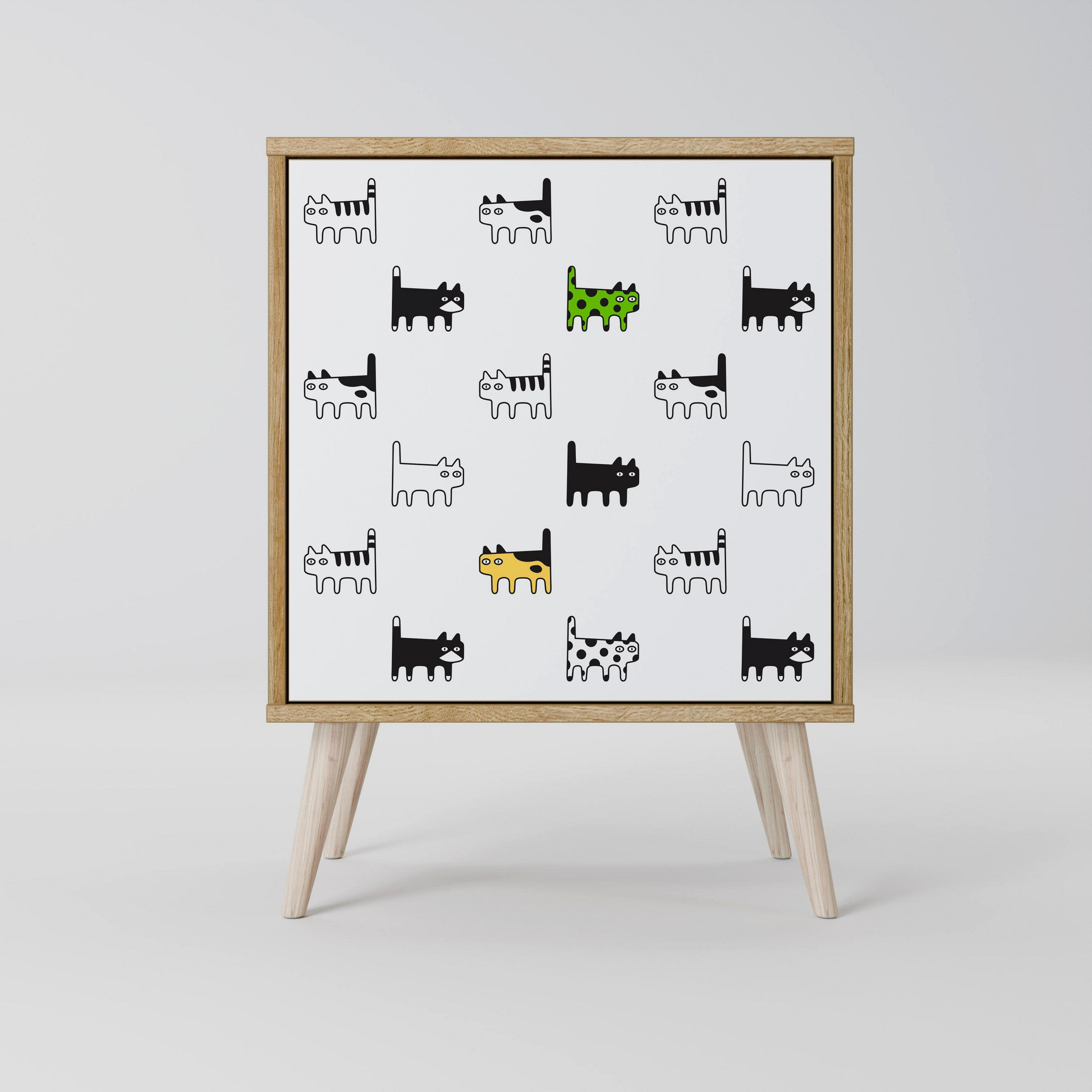 SIDEBOARD CATS COMPILATION, Eichefarben, 57,5x42x77,5 cm, Schräge Buchenholzfüße - Eichefarben/Buchefarben, Holzwerkstoff/Buchenholz (57.5/77.5/42cm) - SpaceRebels