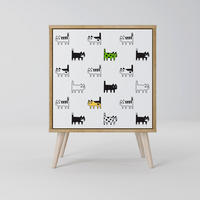 SIDEBOARD CATS COMPILATION, Eichefarben, 57,5x42x77,5 cm, Schräge Buchenholzfüße - Eichefarben/Buchefarben, Holzwerkstoff/Buchenholz (57.5/77.5/42cm) - SpaceRebels