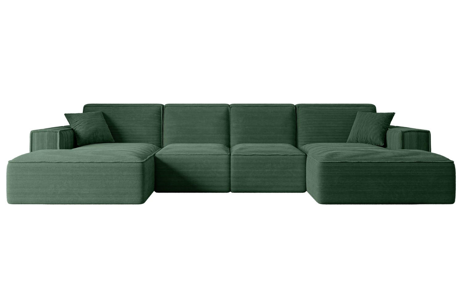 WOHNLANDSCHAFT SIERRA-U - 344x165x73 cm Grün Cord - Schwarz/Grün, Holzwerkstoff/Kunststoff (344/73/165cm) - ALTDECOR