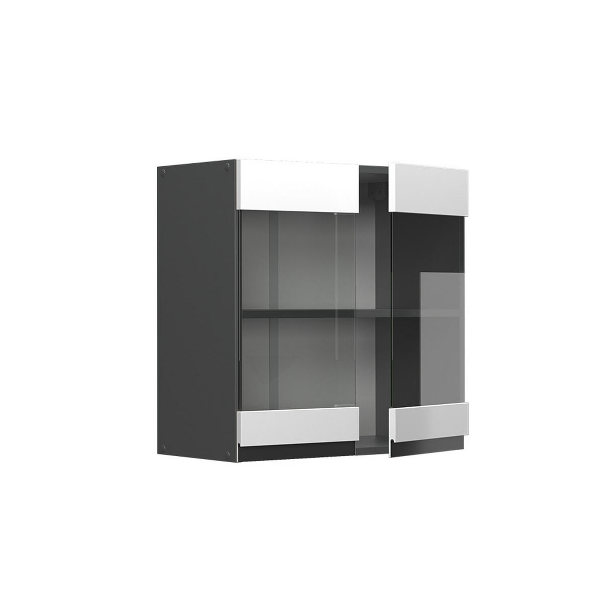 KÜCHENGLASSCHRANK R-Line Weiß 60 cm J-Shape - Anthrazit/Weiß, Holzwerkstoff (60/60/31cm) - Vicco