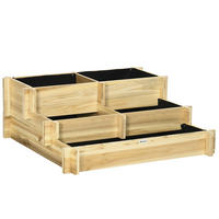 BLUMENKASTEN aus Holz 93x93x35 cm in Natur mit 5 Pflanzfächern - Naturfarben, Holz (93/35/93cm) - Modfu