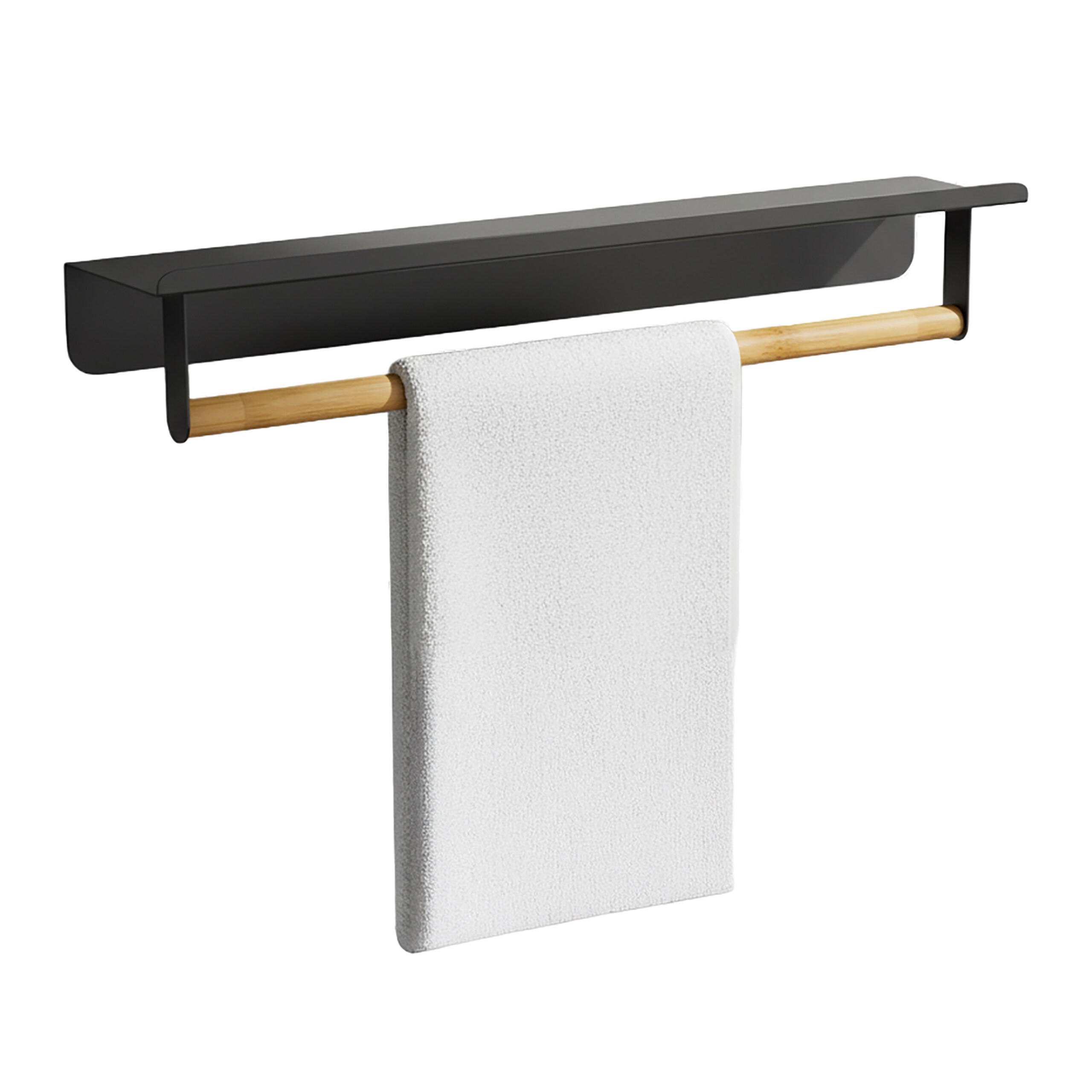 VEŠIAK na uteráky - čierna, kov/drevo (45/9/8cm) - Relaxdays