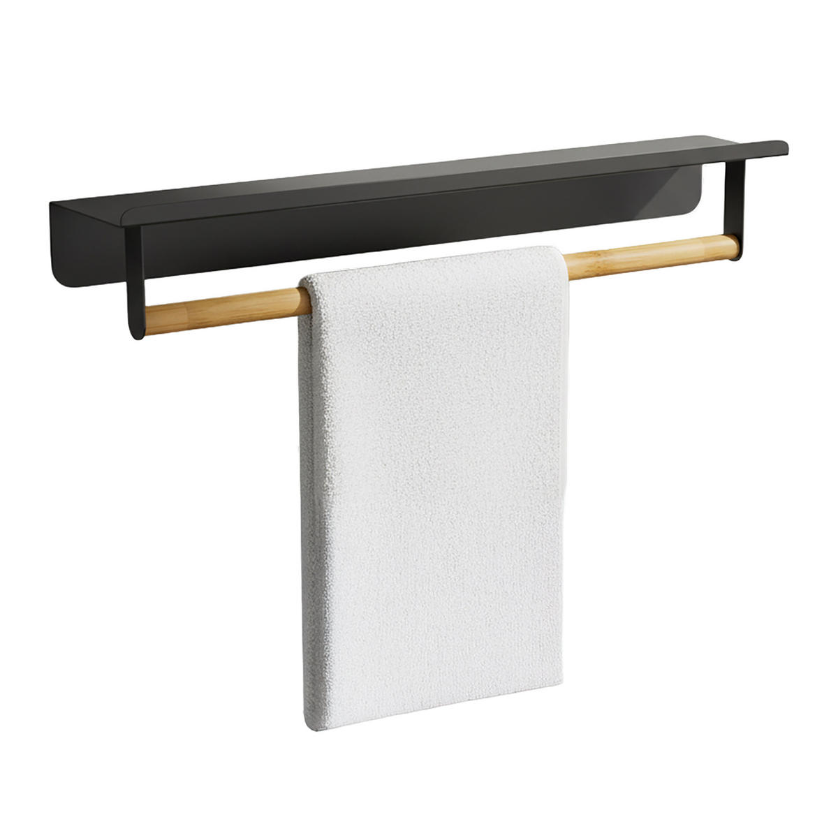 VEŠIAK na uteráky - čierna, kov/drevo (45/9/8cm) - Relaxdays
