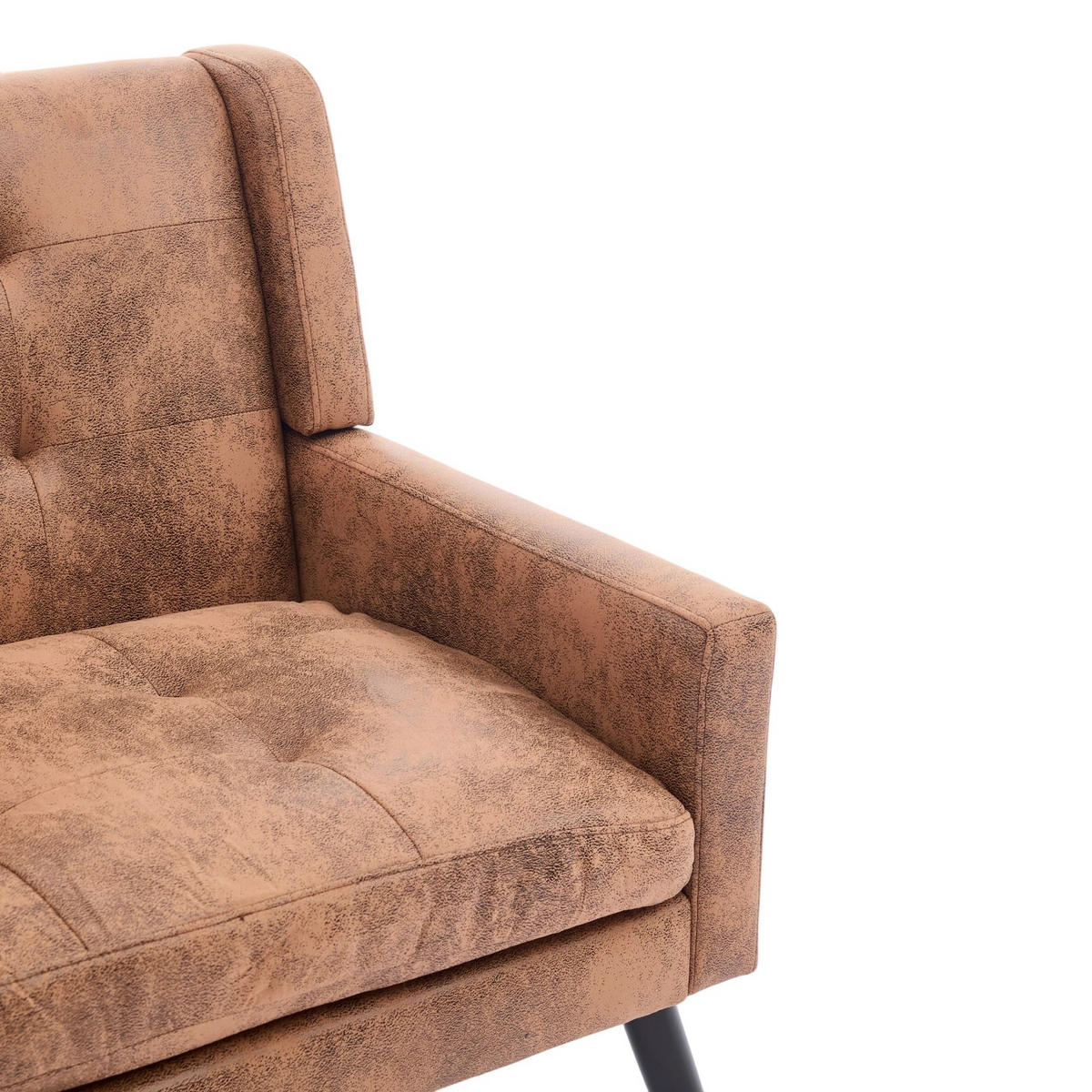 2-SITZER-SOFA Massivholz,dicke Schaumfüllung,PU-Leder,Braun - Braun, Textil (119/88/75cm) - LVHOM