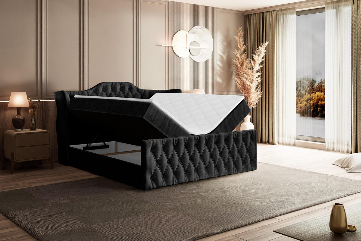 BOXBETT VILA-Z - 120x200 cm - H3 - Schwarz - Schwarz, Holzwerkstoff (120/200cm) - ALTDECOR