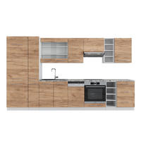 KÜCHENZEILE Fame-Line Goldkraft Eiche/Weiß 355 cm, AP Marmor - Honigeiche/Eiche Wotan, Holzwerkstoff (355/81.6/60cm) - Vicco
