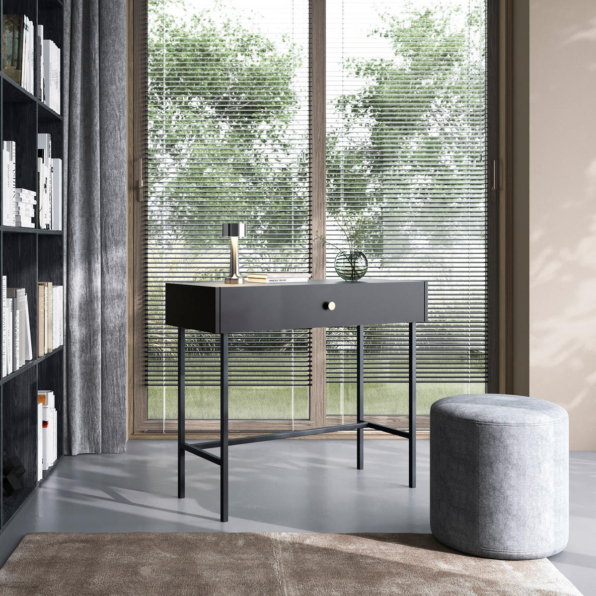 KONSOLENTISCH Dalia mit 1 Schublade und Metallbeinen, Schwarz - Schwarz, Holzwerkstoff/Metall (39/93/79cm) - Beautysofa