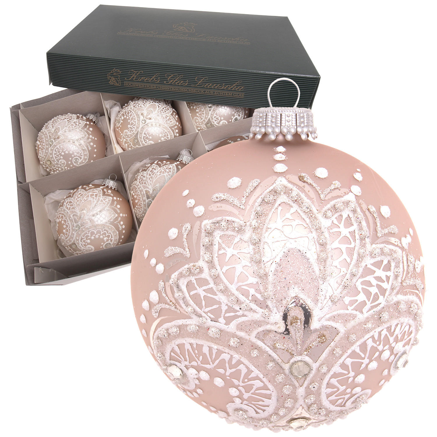 Krebs Glas Lauscha Christbaumkugeln Rosa 8x8x8 cm