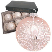 CHRISTBAUMKUGELN Stickoptik Rosa 8cm (Glas / 6 Stk.) - Rosa, Glas (8/8/8cm) - Krebs Glas Lauscha