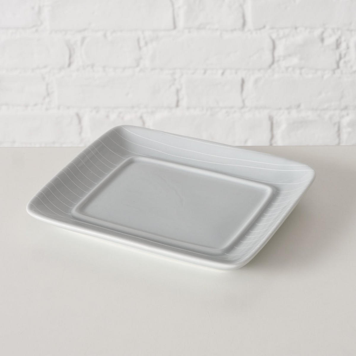 BUTTERDOSE aus Keramik Bergen Grau 17/14,2/7 cm - Grau, Keramik (14.2/7/17cm) - Boltze Home