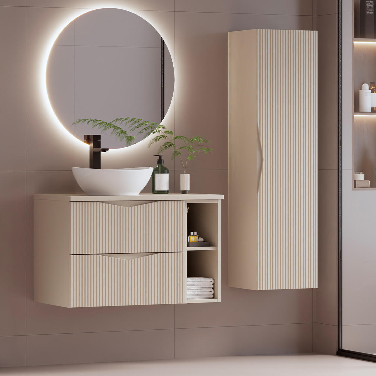 BADMÖBEL 80.6cm Tao 2er-Set Kaschmir - Beige, Holzwerkstoff (80.6/52.2/46.5cm) - Petits-meubles