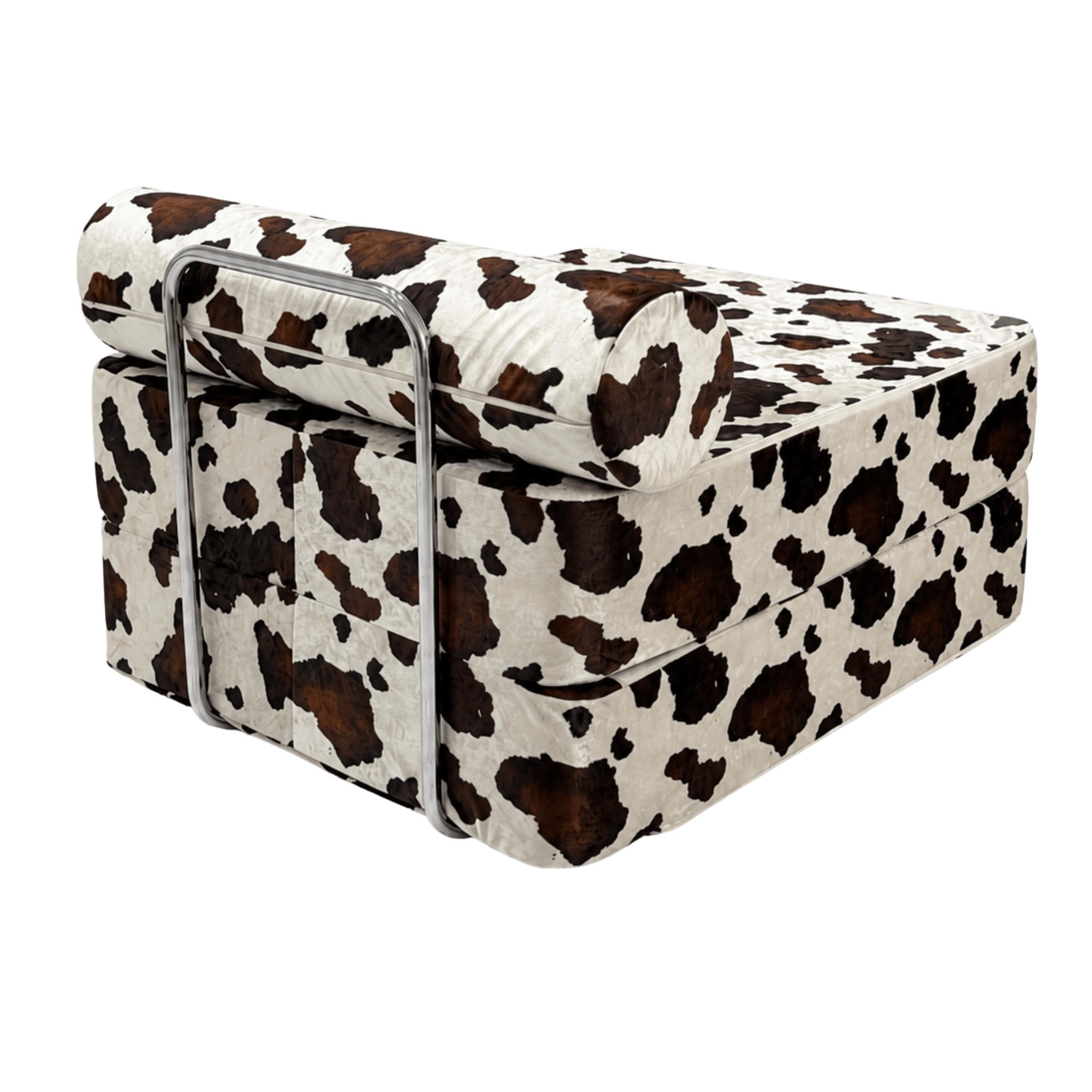 SCHLAFSESSEL ausklappbar, modularer Loungesessel mit Rückenrolle, Kuhmuster Braun-Creme - Braun, Textil (80/60/95cm) - SURB