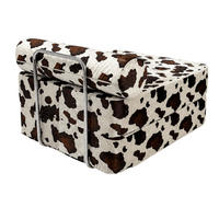 SCHLAFSESSEL ausklappbar, modularer Loungesessel mit Rückenrolle, Kuhmuster Braun-Creme - Braun, Textil (80/60/95cm) - SURB
