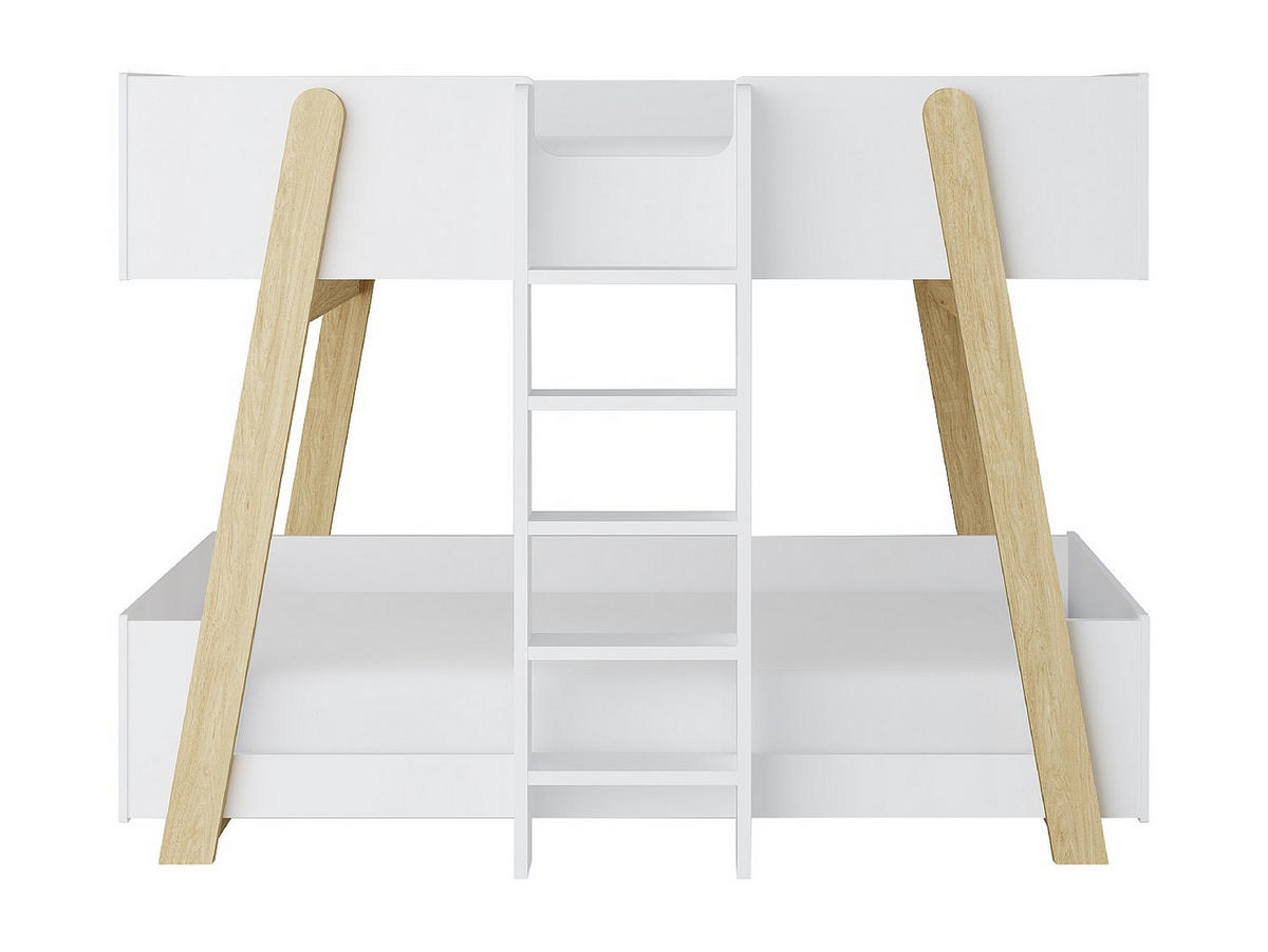 ETAGENBETT - 90 x 190 cm - Weiß und Natur - CORODELA - Naturfarben, Holz (96.3/196cm) - Vente-Unique