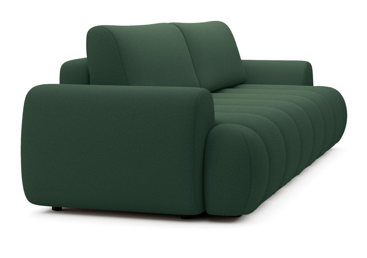 SOFA 260 cm mit Schlaffunktion Puro, Bettkasten, Modern Design, Grün - Grün, Holz (263/81/110cm) - Emporius