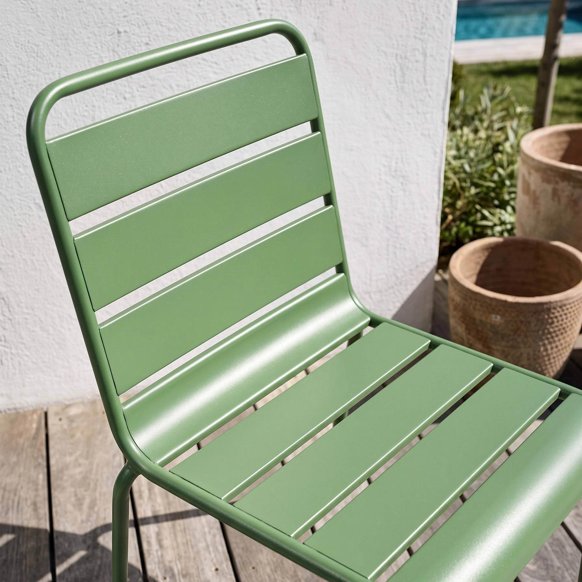 GARTENSTUHL, Kaktusgrünen - Grün, Metall (42/83/53cm) - Oviala