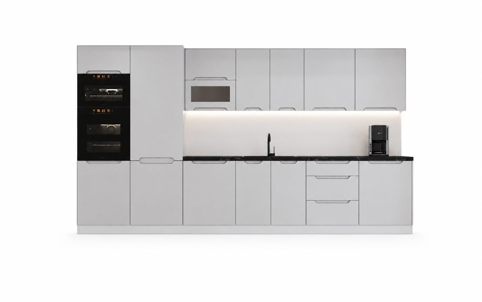 KÜCHENZEILE KS26-G380 - Zivora - Perfekte Kombination aus Funktion und Design - Hellgrau, Holz (380/213.3/56cm)