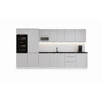 KÜCHENZEILE KS26-G380 - Zivora - Perfekte Kombination aus Funktion und Design - Hellgrau, Holz (380/213.3/56cm)