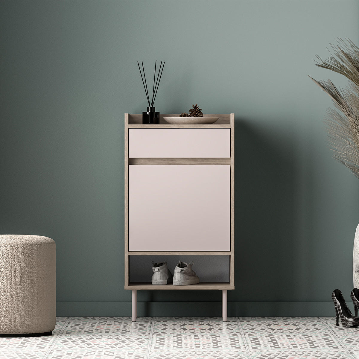 BOTNÍK Alos Kašmír a dřevo - béžová, kompozitní dřevo (50/95/34cm) - Petits-meubles