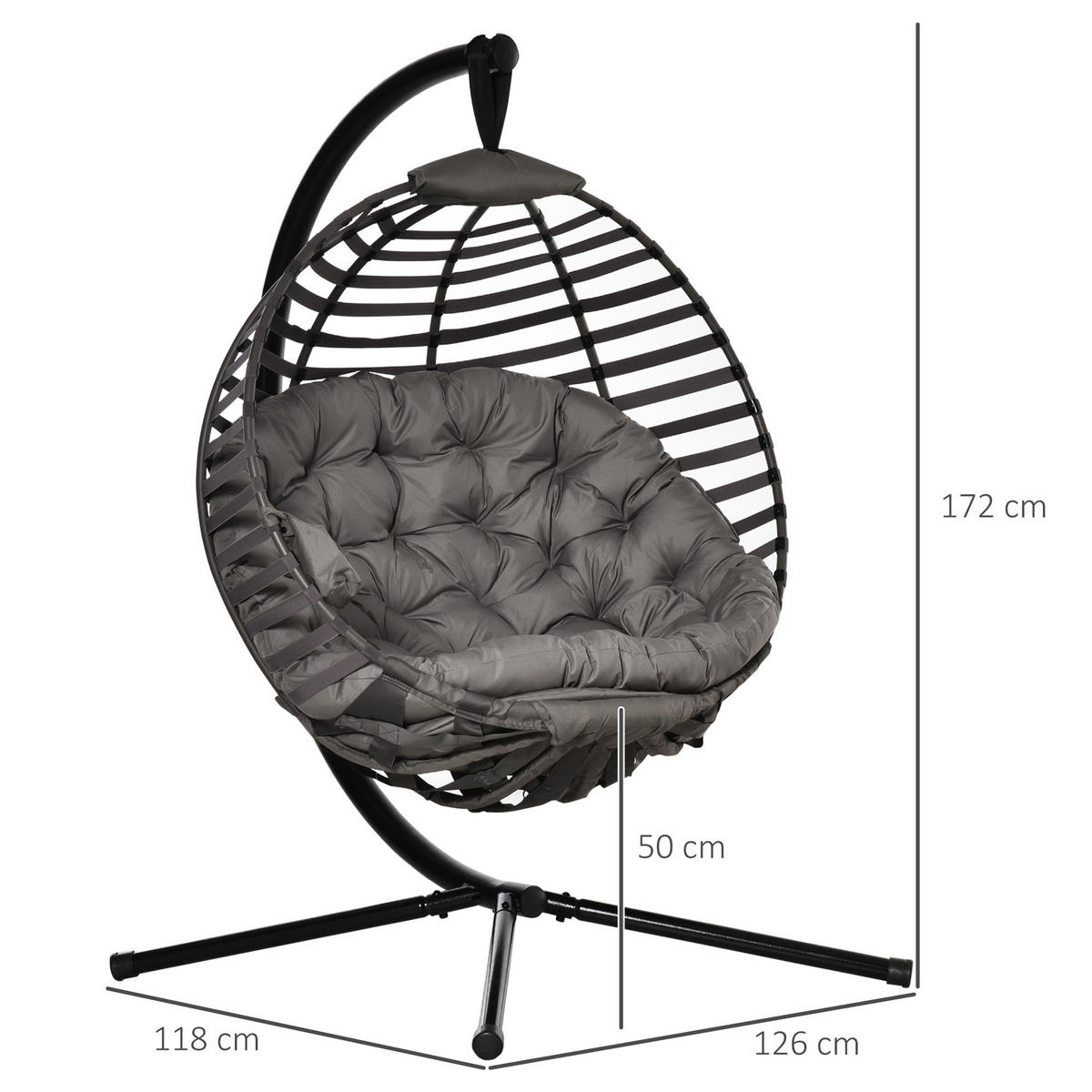 HÄNGESESSEL, Stahl, Polyester, Sand - Sandfarben, Kunststoff/Metall (118/172/126cm) - Outsunny