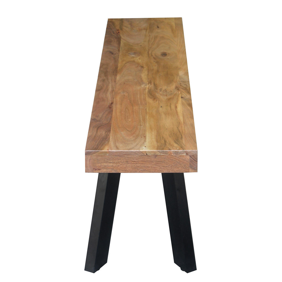 SITZBANK - Metall / Massivholz - Schwarz - Schwarz/Akaziefarben, Holz/Metall (160/45/38cm) - home24