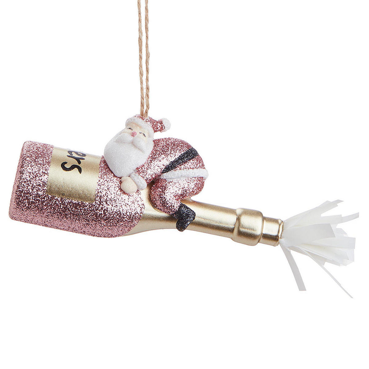 BAUMANHÄNGER Hang On Santa Sektflasche - Pink, Glas (3.5/15/6cm) - Butlers