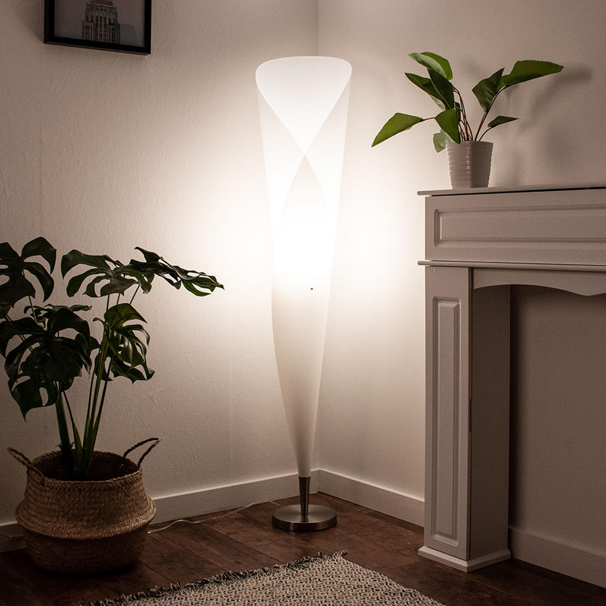 LED STEHLEUCHTE Metall Weiß matt - Weiß, Metall (30/35/143.5cm)