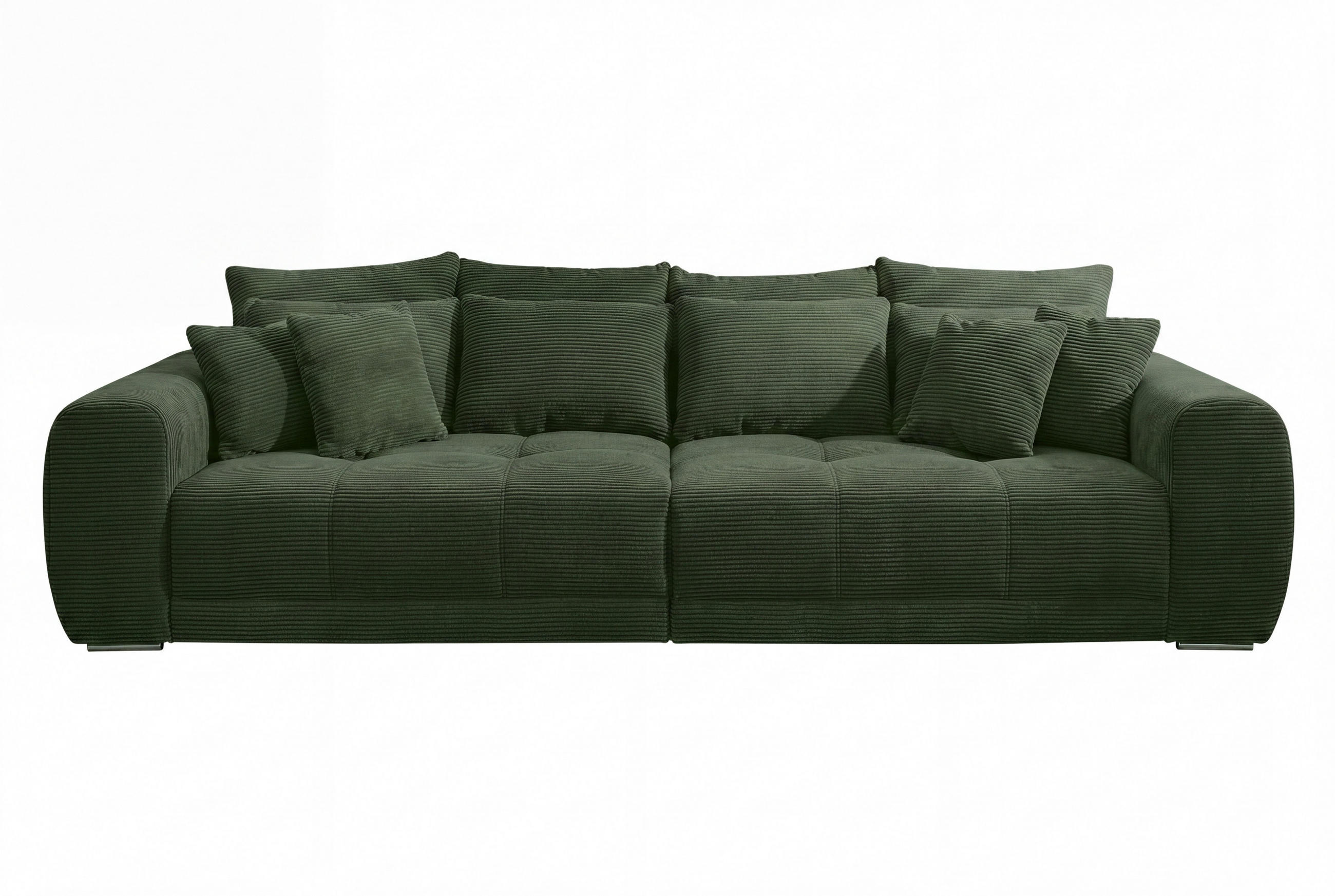 luma-home BIG-SOFA s pružinovým jádrem, Š306/H134/V86 cm, ležecká plocha 120×240 cm, zelený kord / 15172