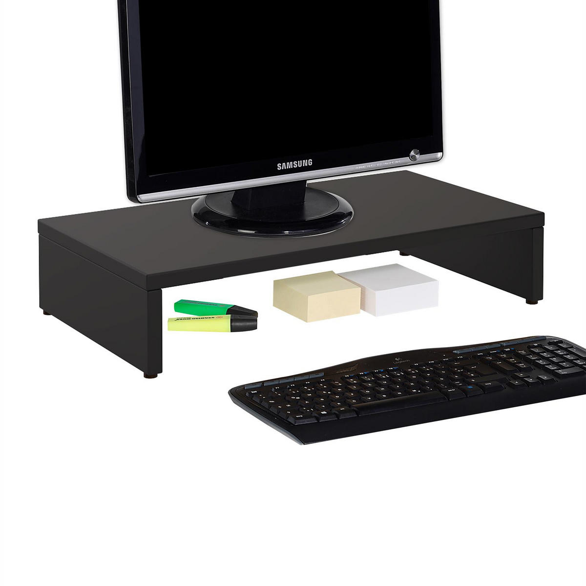 MONITORSTÄNDER MONITOR - Schwarz, Holzwerkstoff (27/50/10cm) - CARO-Möbel