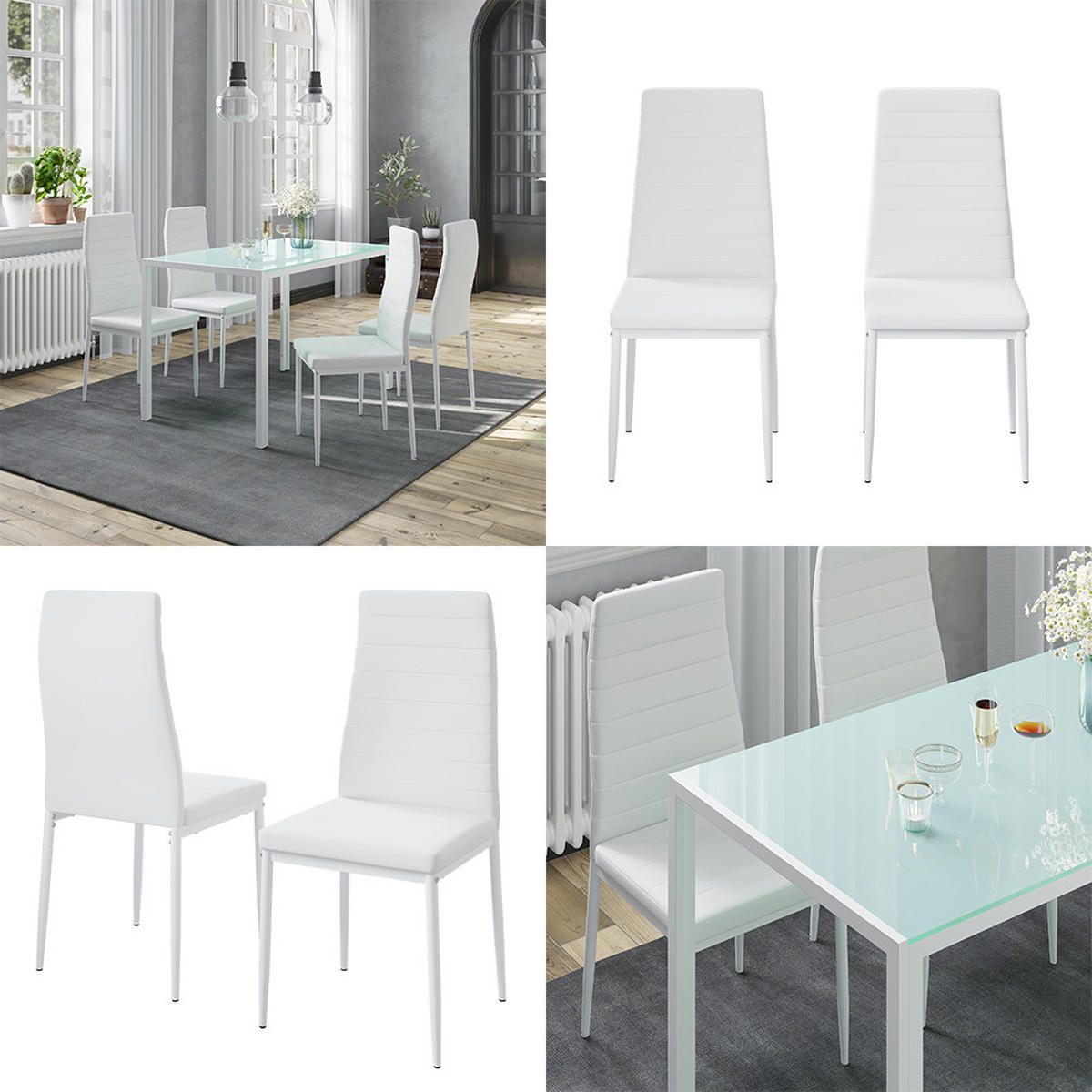 ESSZIMMERSTUHL Grand Weiß 42.5 x 48 cm 4er Set - Weiß, Kunststoff (42.5/96/48cm) - Vicco