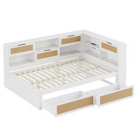 KINDERBETT aus Massivholz 140x200 cm in Weiß mit Stauraum & USB-Anschlüssen - Weiß, Holzwerkstoff (140/200cm) - Modfu