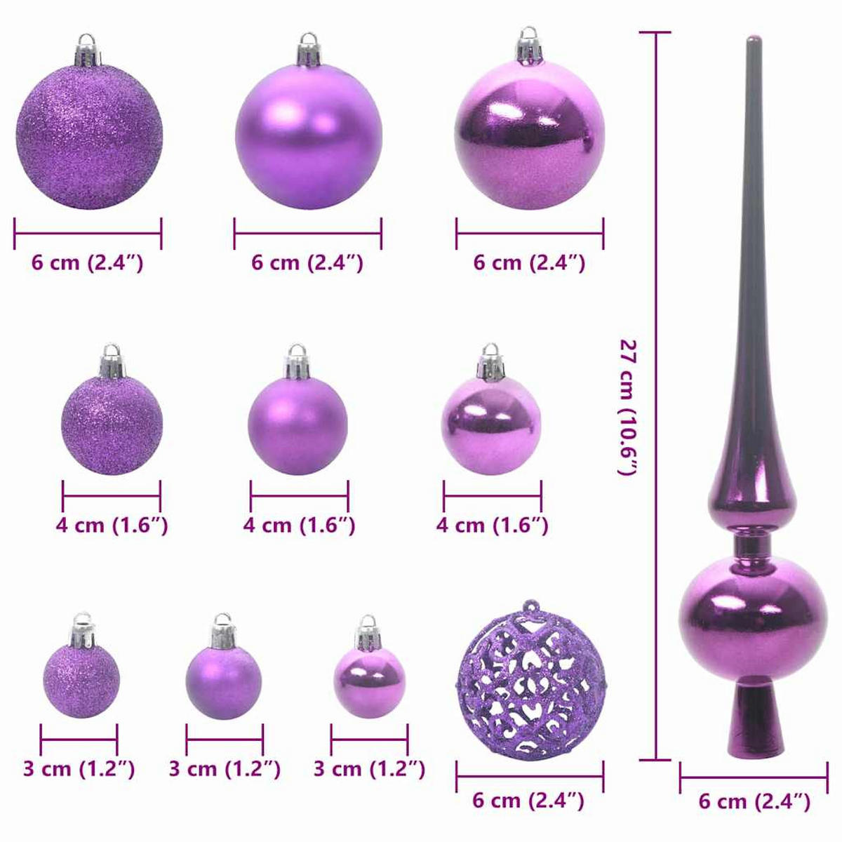 WEIHNACHTSKUGELSET 120 -teilig Lila Kunststoff - Lila, Kunststoff (6/27/6cm) - vidaXL