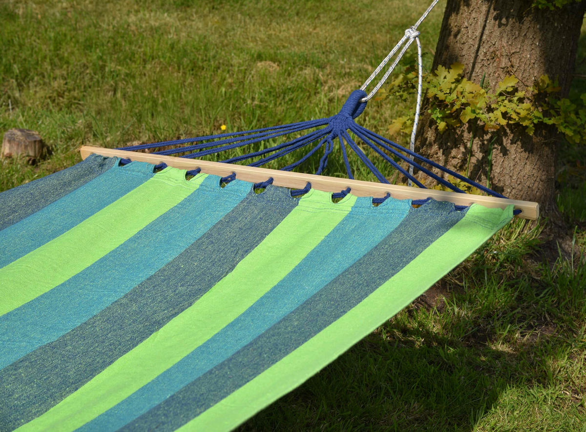 HÄNGEMATTE Trier Grün Kastanie Relaxmatte zum Hängen - Grün, Holz (100/20/280cm) - DELUKE