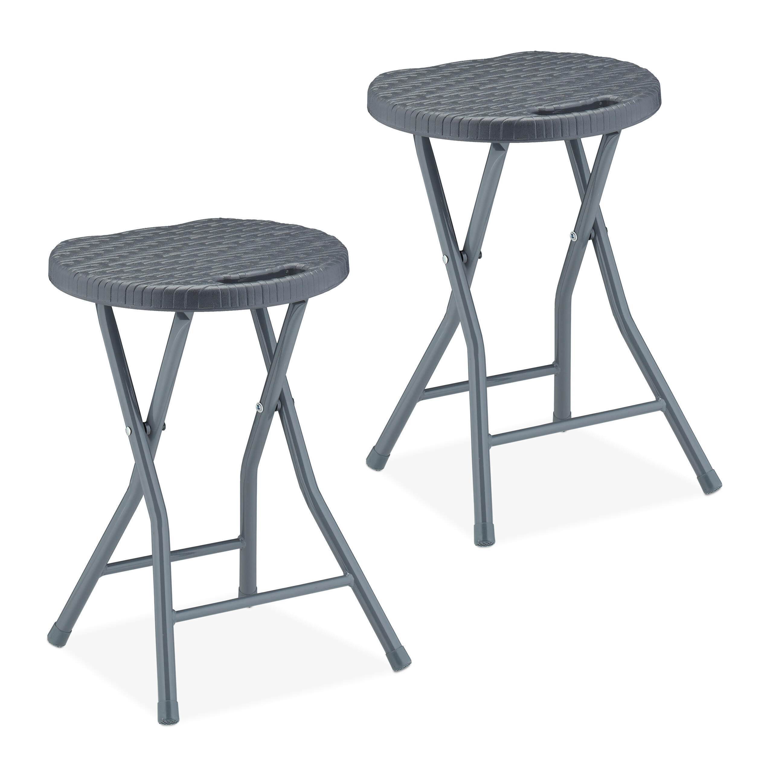 2XKLAPPHOCKER - Grau, Kunststoff/Metall (32/46/29cm) - Relaxdays