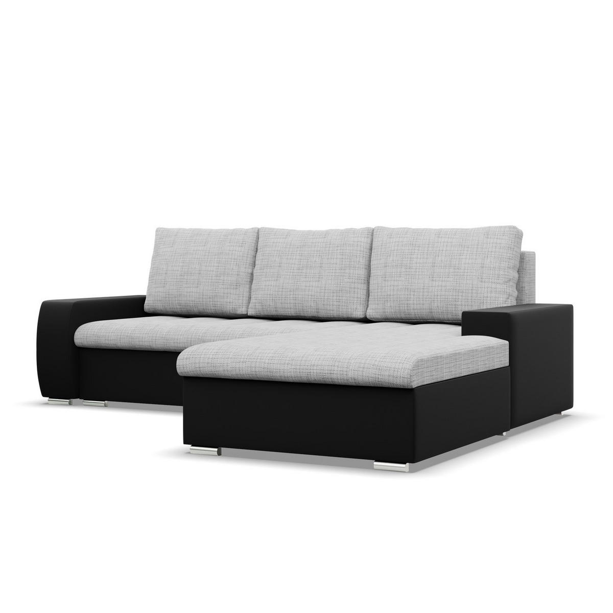 ECKSOFA MIT SCHLAFFUNKTION AURORA RECHTS, Grau + Schwarz - Schwarz/Grau, Textil (243/200cm)