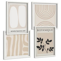 BILDER SET 4er Set - 50x50 cm & 40x60 cm Weißer Rahmen - Boho-Pflanzenposter - Weiß, Kunststoff (50/50cm) - TULUP