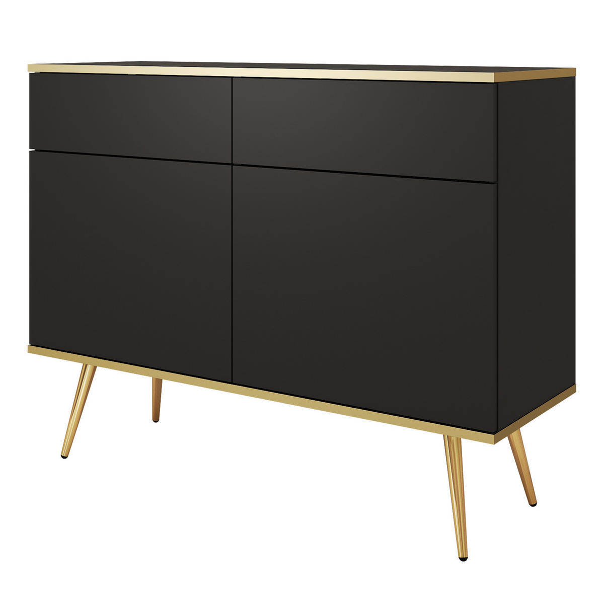 SIDEBOARD VENEZIA 107/85/39cm mit 2 Schubladen 2 Türen Schwarz - Schwarz, Holzwerkstoff (107/85/39cm) - MASSENO
