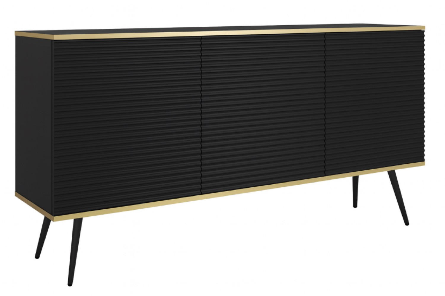 SIDEBOARD Schwarz POLO Mit Rillenfronten 160 cm - Schwarz, Holzwerkstoff (160/85/39cm) - Sepro Meble