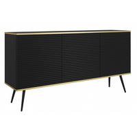 SIDEBOARD Schwarz POLO Mit Rillenfronten 160 cm - Schwarz, Holzwerkstoff (160/85/39cm) - Sepro Meble