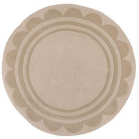 WOLLTEPPICH Grafisches Muster, Rahmen, Wohnzimmer schmutzabweisend Beige Rund 120x120 - Beige, Textil (120/120cm) - KADIMA DESIGN
