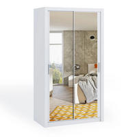 SCHIEBETÜRENSCHRANK Tamiza 120/215/62 mit Spiegel - Silberfarben/Weiß, Holzwerkstoff/Kunststoff (120/215/62cm) - Ravio