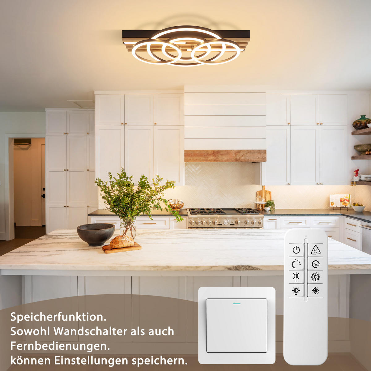 LED DECKENLEUCHTE Trisal 50/32/10.3 cm - Schwarz, Holz/Metall (50/32/10.3cm) - ZMH