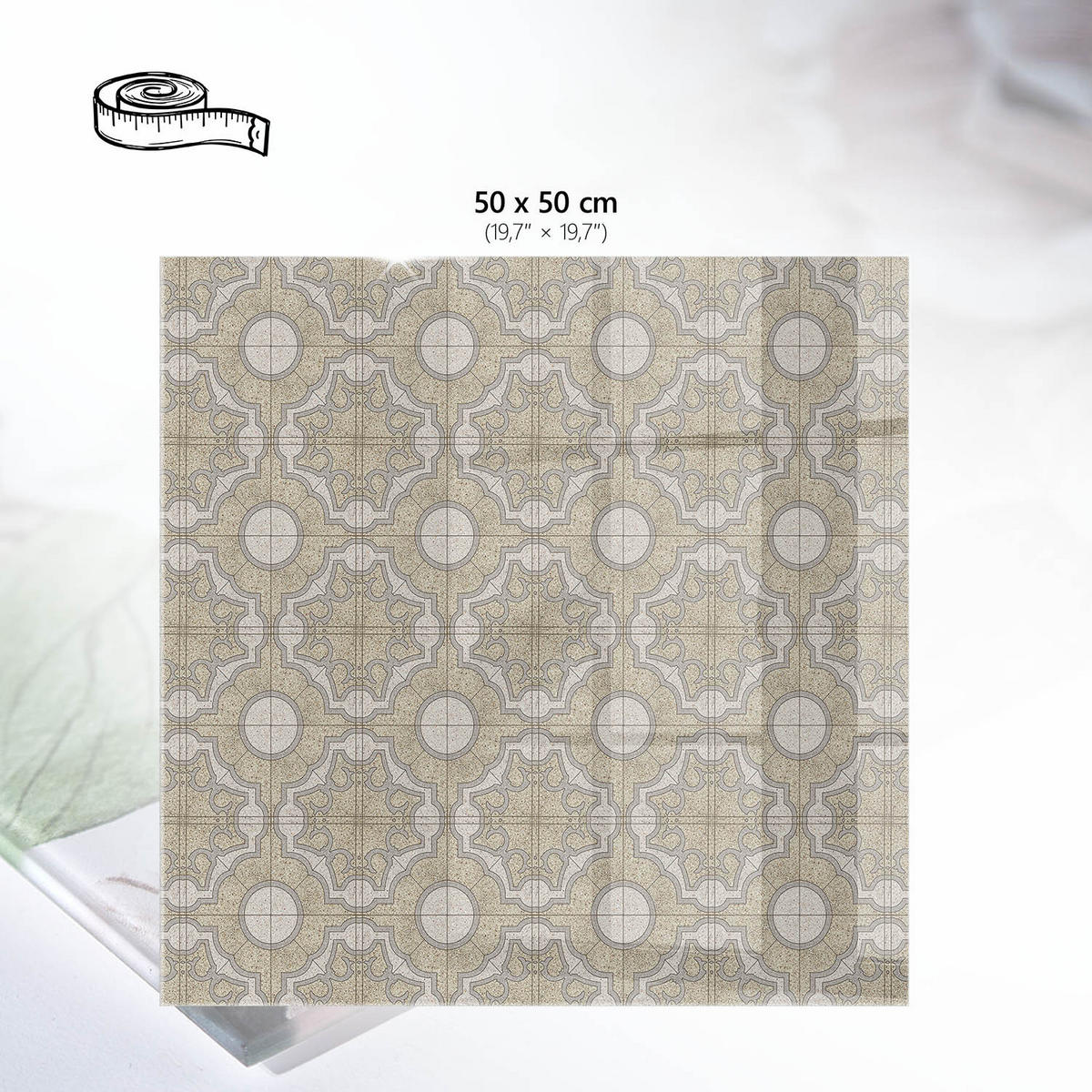 TISCHPLATTE 50x50 cm – Ornamentales Mosaik - Weiß, Glas (0.4/50/50cm) - Wallfluent