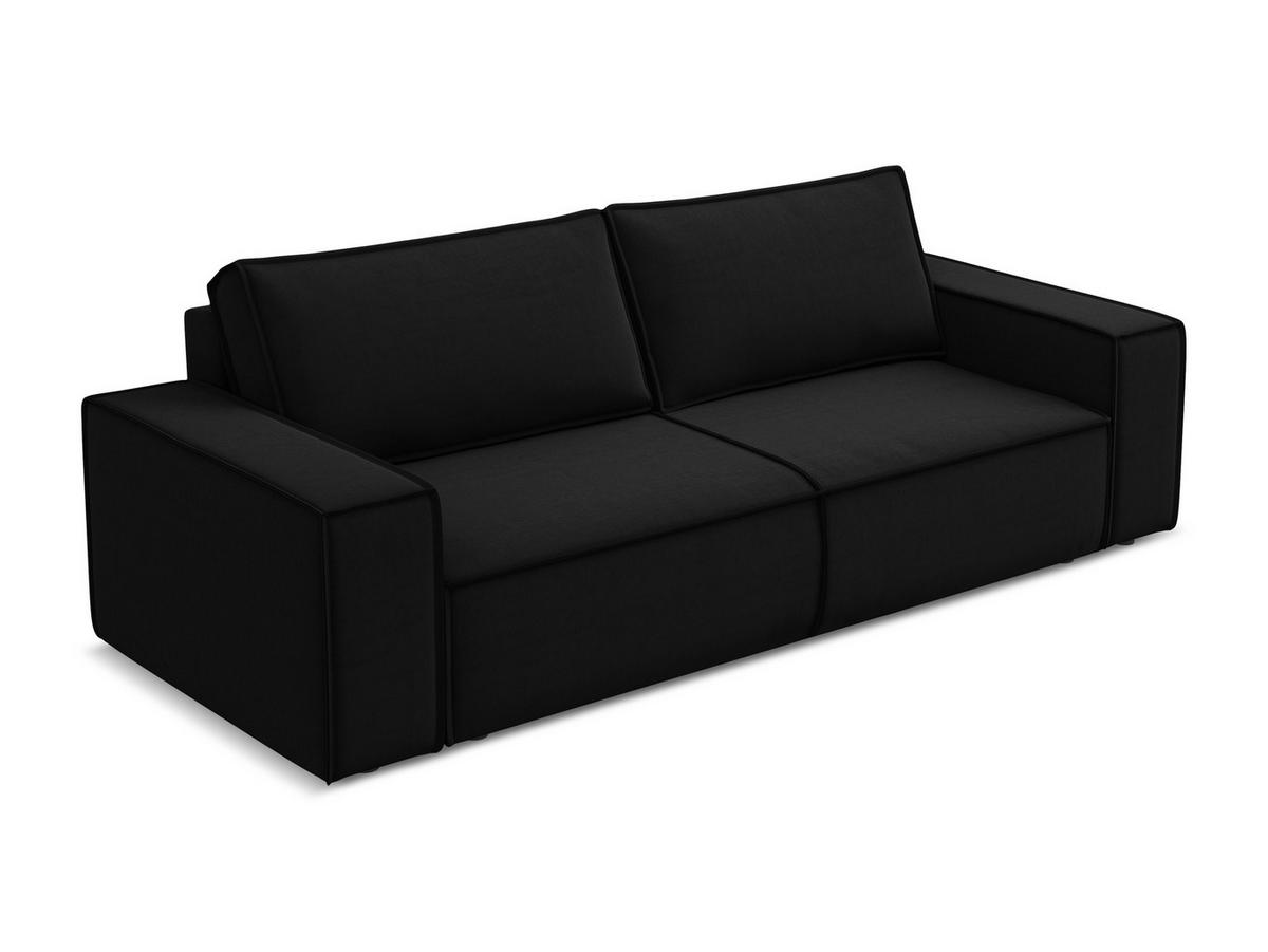 3-SITZER SOFA mit Schlaffunktion Samt Stoff Schwarz - Schwarz, Kunststoff/Textil (255/85/105cm) - Makamii